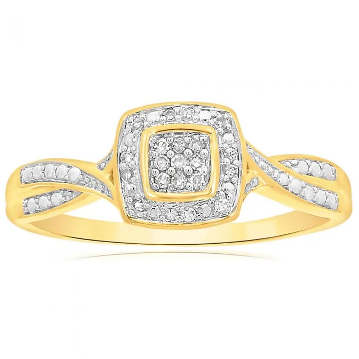 9ct Yellow Gold Ring With 21 Brilliant Cut Diamonds Shiels