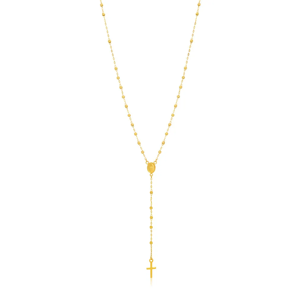 9ct Yellow Gold Rosary Madonna & Cross 50cm Shiels