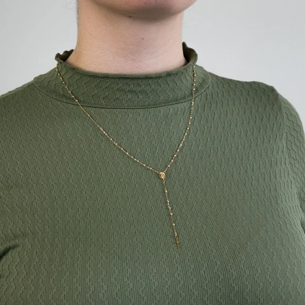 9ct Yellow Gold Rosary Madonna & Cross 50cm Shiels