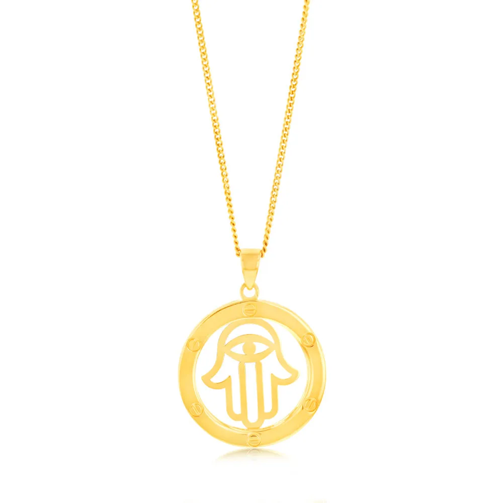 9ct Yellow Gold Round Hamsa Pendant Shiels