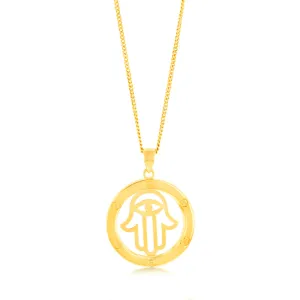 9ct Yellow Gold Round Hamsa Pendant Shiels