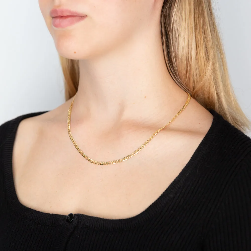 9ct Yellow Gold Silver Filled 1:3  Curb  Anchor 80 Gauge 45cm Chain Shiels