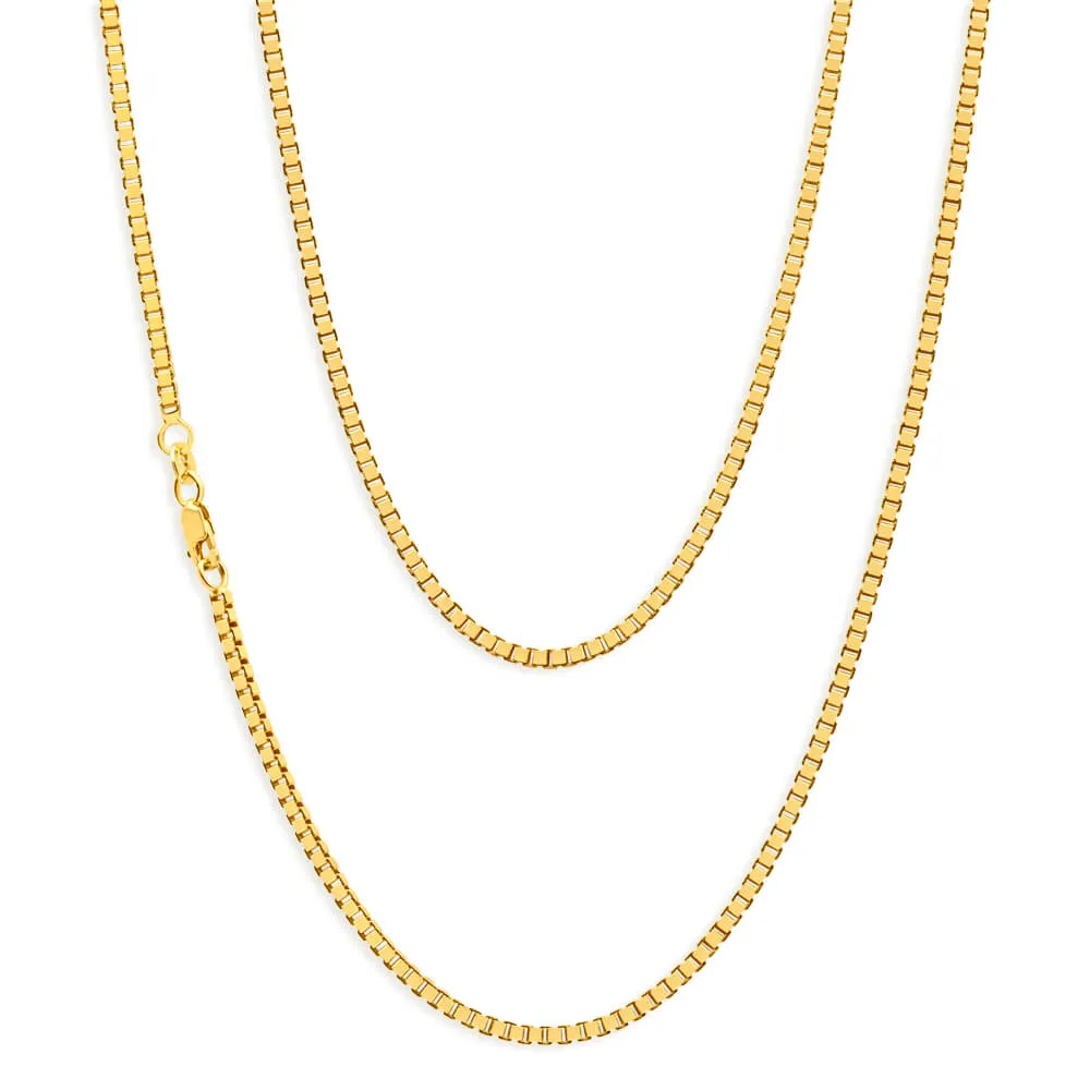 9ct Yellow Gold Silver Filled 55cm Box Chain Shiels