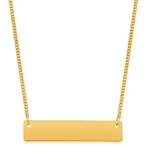 9ct Yellow Gold Silver Filled Bar Pendant With 45cm Chain Shiels