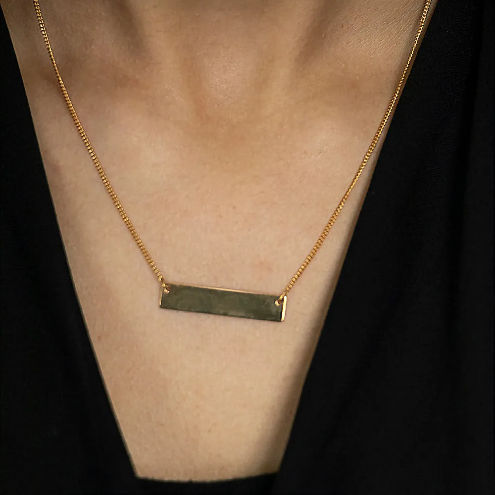 9ct Yellow Gold Silver Filled Bar Pendant With 45cm Chain Shiels