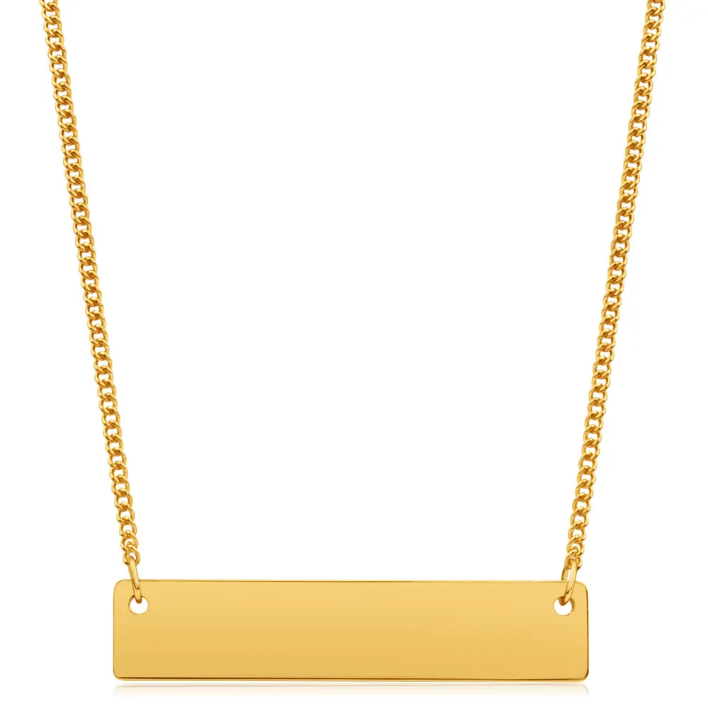 9ct Yellow Gold Silver Filled Bar Pendant With 45cm Chain Shiels
