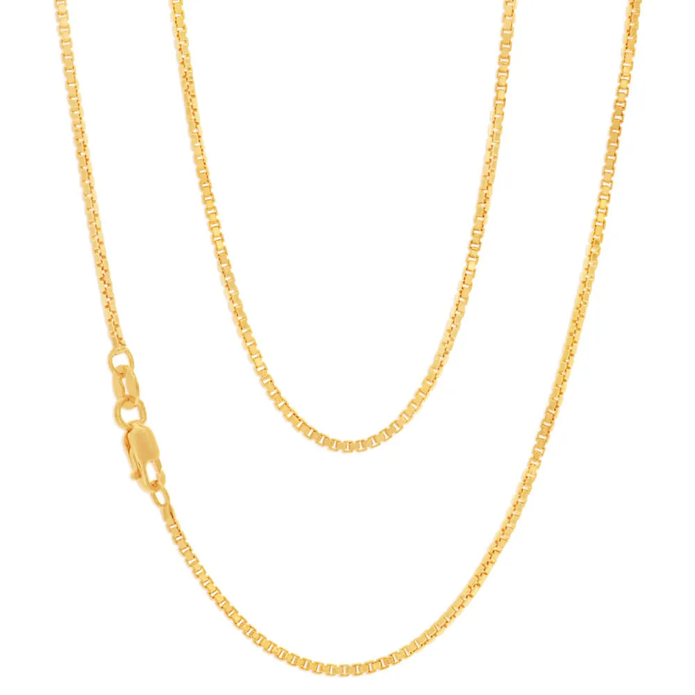 9ct Yellow Gold Silver Filled Box Link 45cm chain Shiels