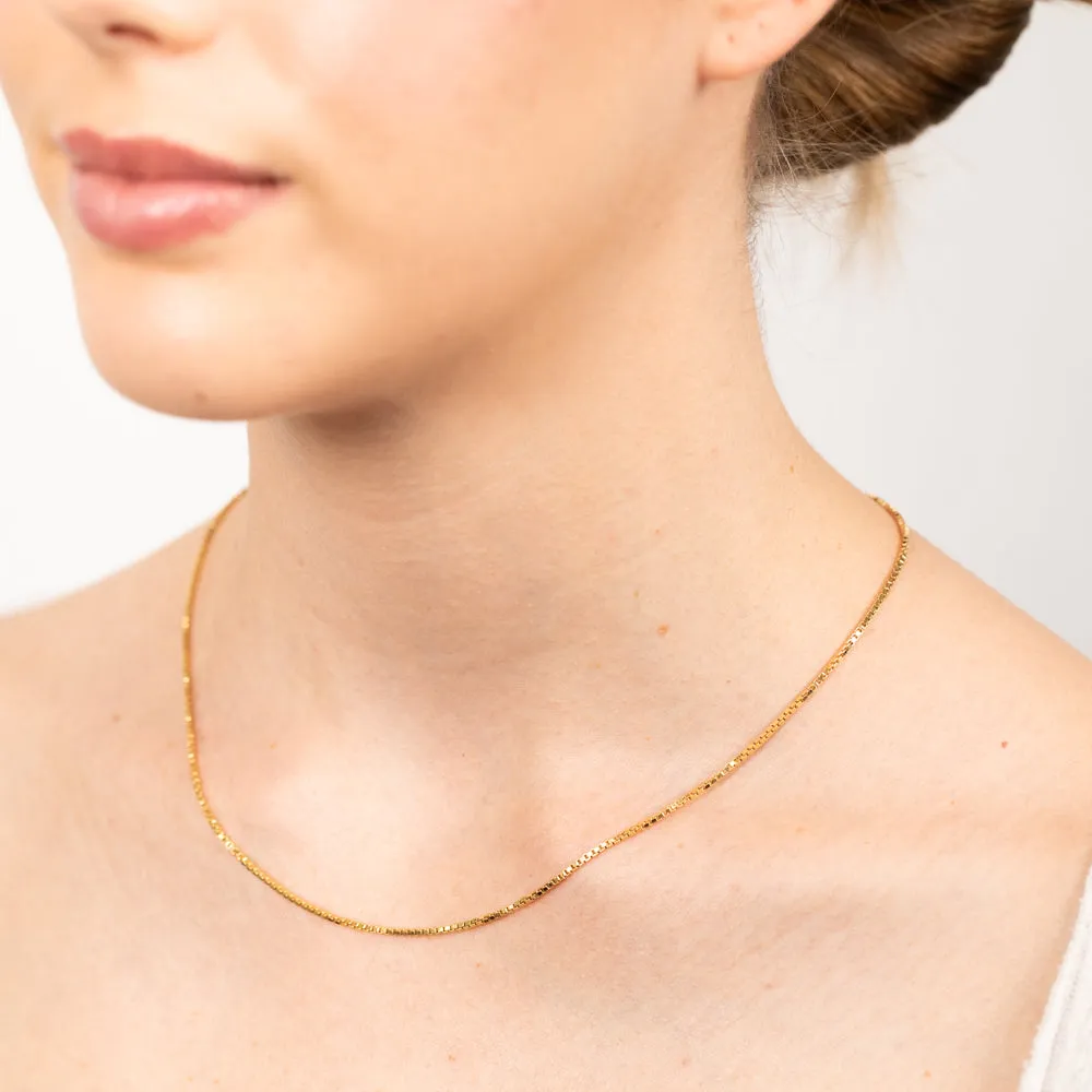 9ct Yellow Gold Silver Filled Box Link 45cm chain Shiels