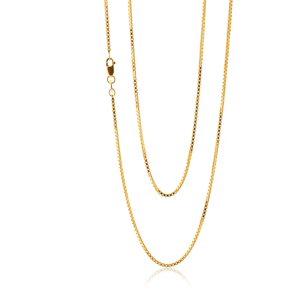 9ct Yellow Gold Silver FIlled Box Link 50cm Chain Shiels