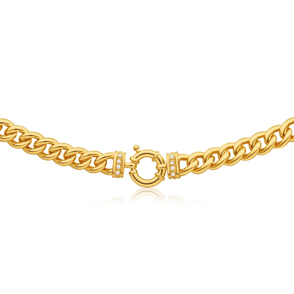 9ct Yellow Gold Silver Filled Cubic Zirconia 50cm Curb Chain Shiels