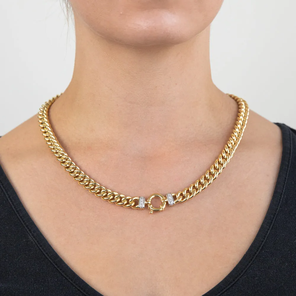 9ct Yellow Gold Silver Filled Cubic Zirconia 50cm Curb Chain Shiels