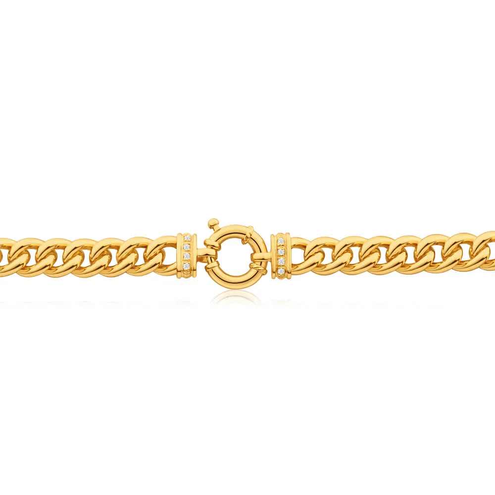 9ct Yellow Gold Silver Filled Cubic Zirconia 50cm Curb Chain Shiels