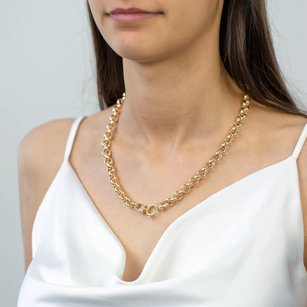 9ct Yellow Gold Silver Filled Cubic Zirconia Belcher darling 50cm Chain Shiels