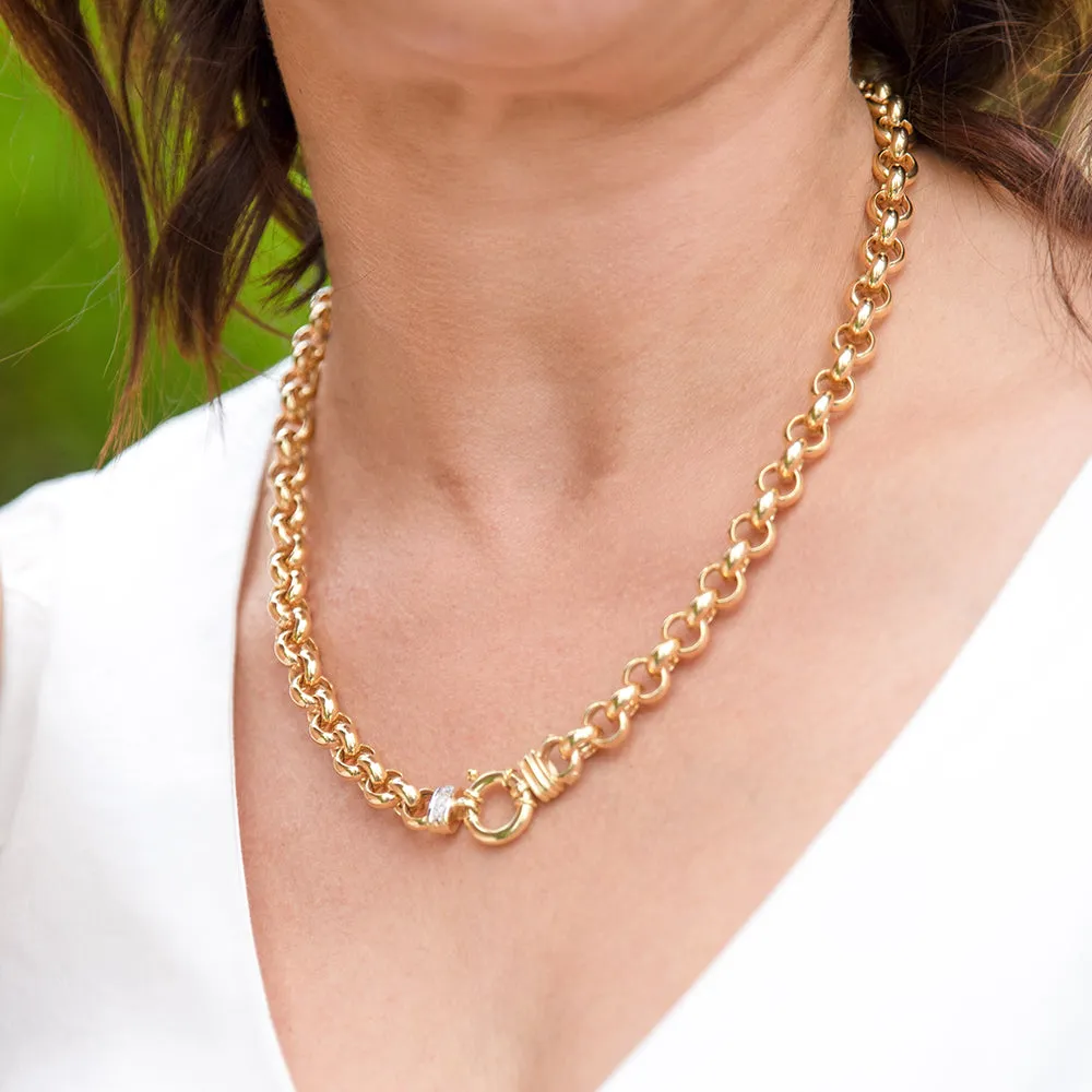 9ct Yellow Gold Silver Filled Cubic Zirconia Belcher darling 50cm Chain Shiels