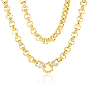 9ct Yellow Gold Silver Filled Cubic Zirconia Belcher darling 50cm Chain Shiels