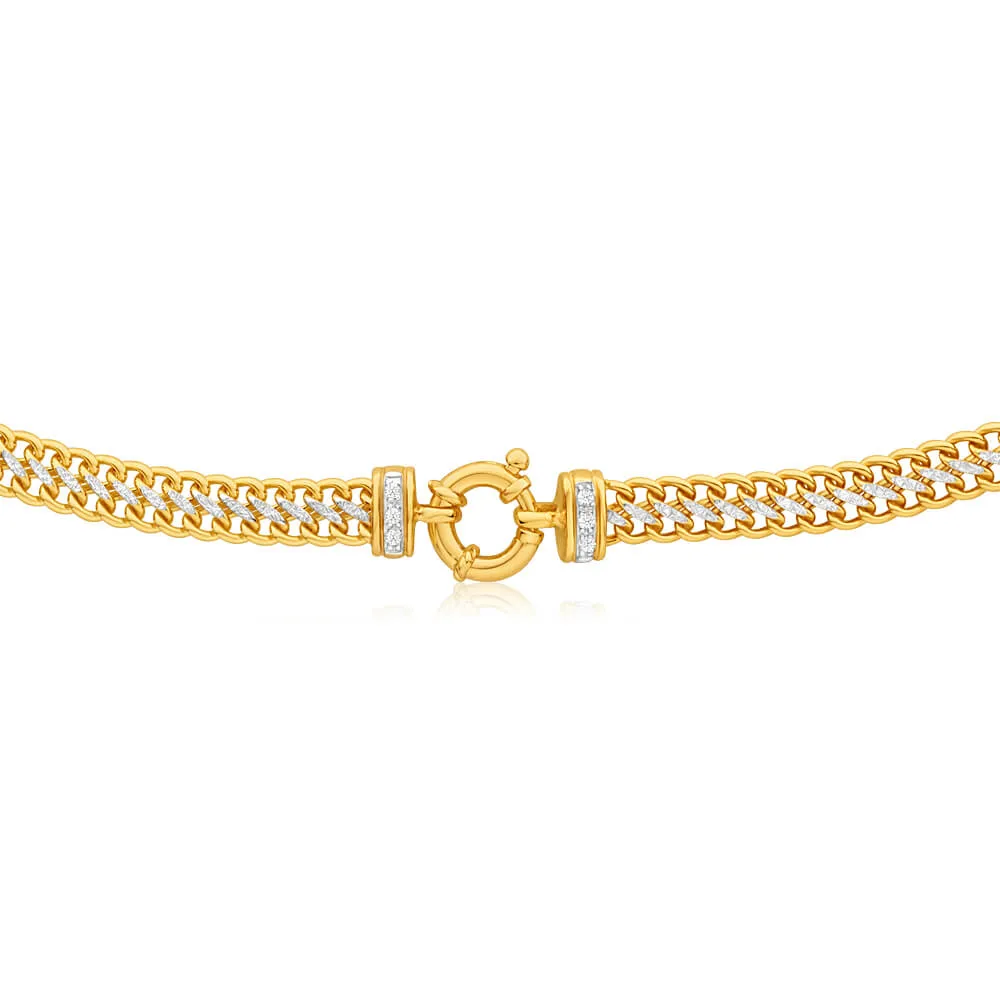 9ct Yellow Gold Silver Filled Cubic Zirconia Mesh Chain Shiels