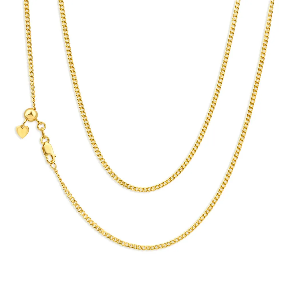 9ct Yellow Gold Silver Filled Extend 55cm Curb Chain 50 Gauge Shiels