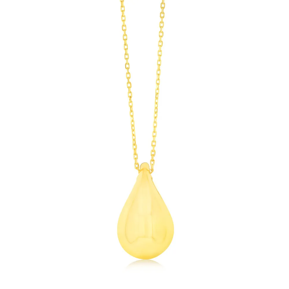 9ct Yellow Gold Silver-filled Polished Tear Drop Pendant on Chain Shiels