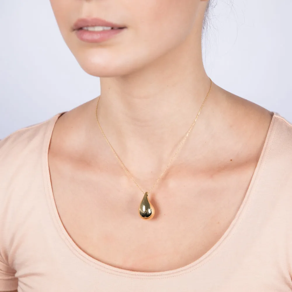 9ct Yellow Gold Silver filled Polished Tear Drop Pendant On Chain Shiels