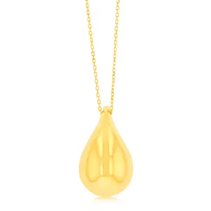 9ct Yellow Gold Silver filled Polished Tear Drop Pendant On Chain Shiels