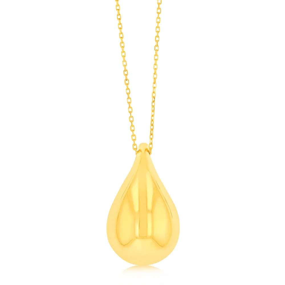 9ct Yellow Gold Silver filled Polished Tear Drop Pendant On Chain Shiels