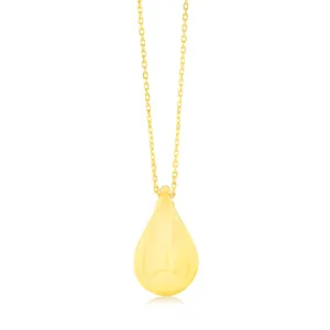 9ct Yellow Gold Silver-filled Polished Tear Drop Pendant on Chain Shiels