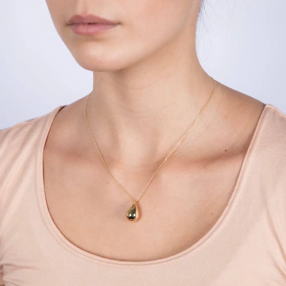 9ct Yellow Gold Silver-filled Polished Tear Drop Pendant on Chain Shiels