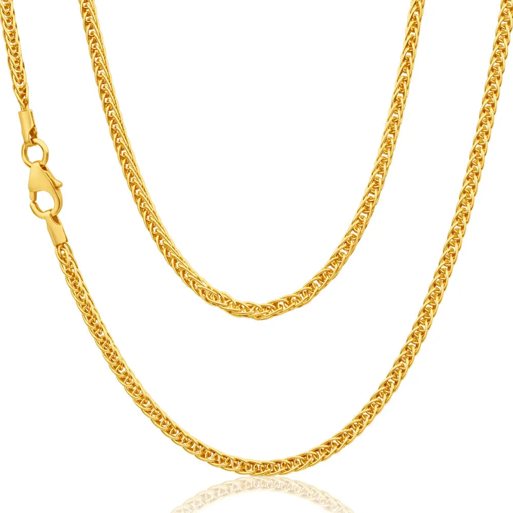 9ct Yellow Gold Silver Filled Wheat Sq 45cm Chain Shiels