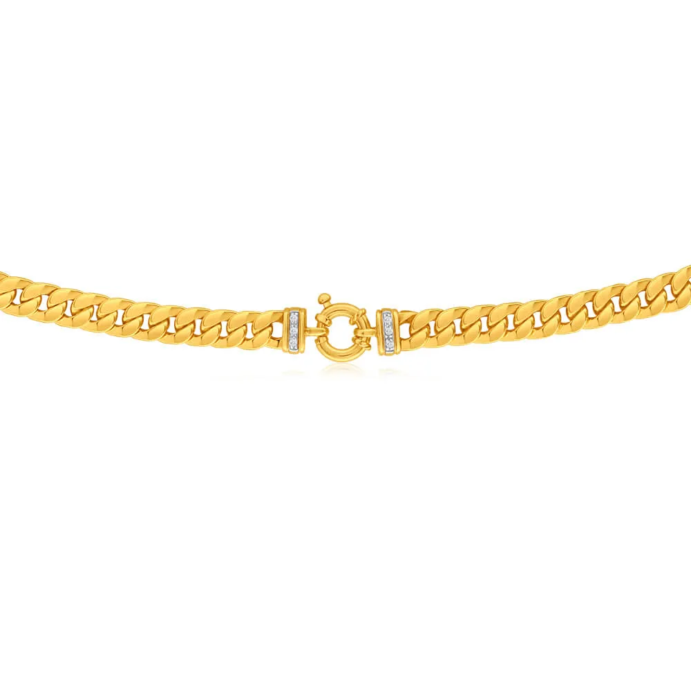 9ct Yellow Gold Silver Filled Zirconia Curb Chain Shiels