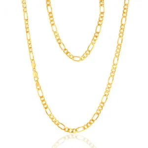9ct Yellow Gold Silverfilled 115Gauge  1:3 Figaro 55cm Chain Shiels
