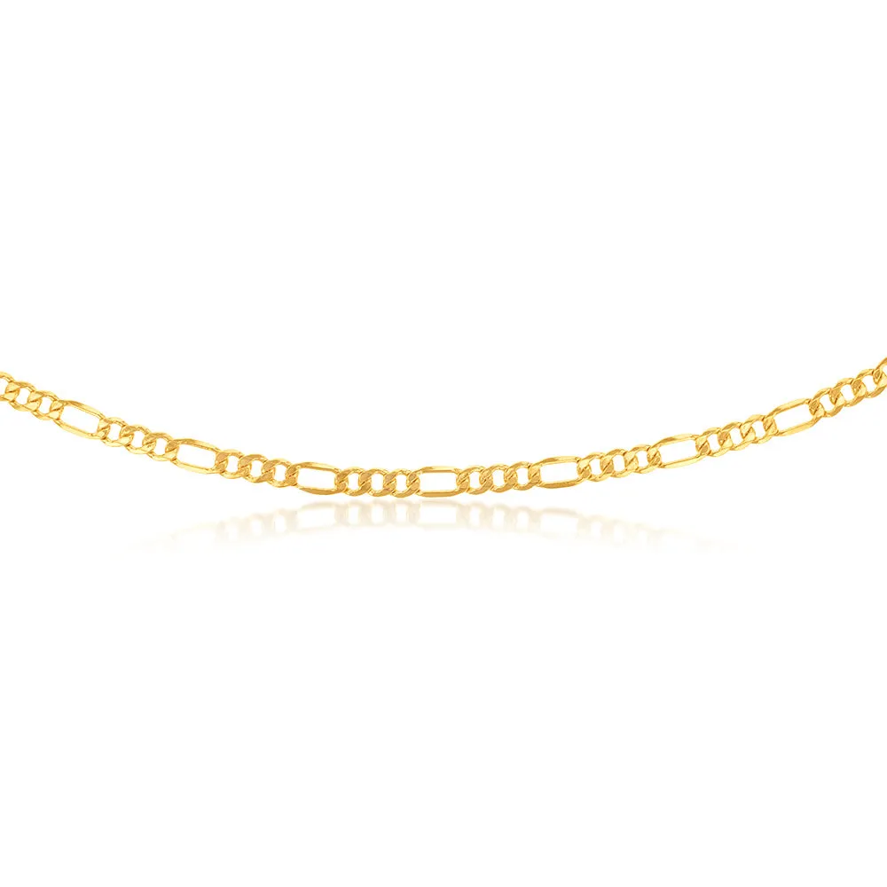 9ct Yellow Gold Silverfilled 115Gauge  1:3 Figaro 55cm Chain Shiels