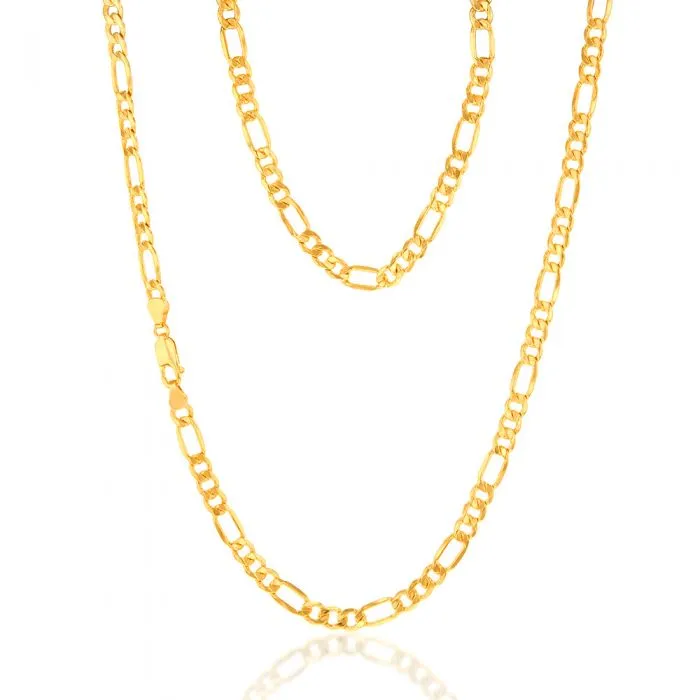 9ct Yellow Gold Silverfilled 115Gauge  1:3 Figaro 55cm Chain Shiels