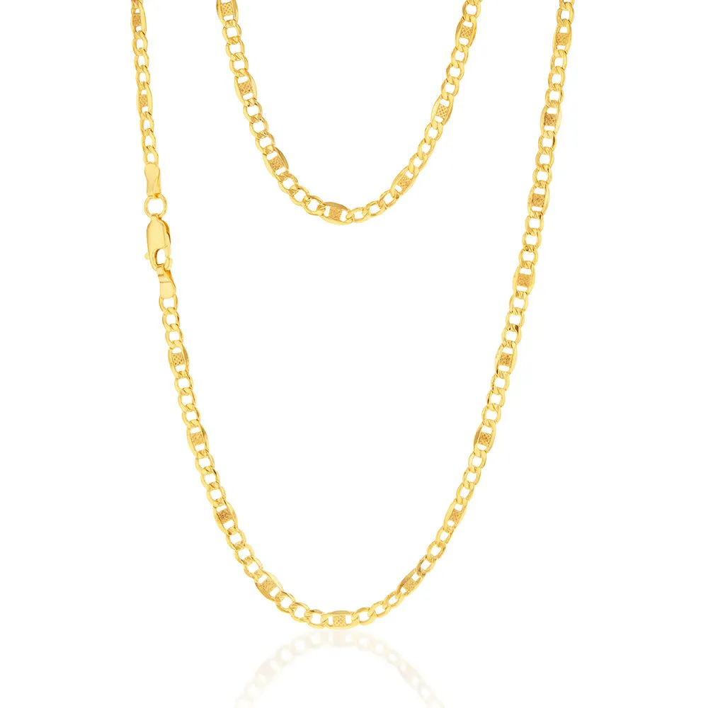 9ct Yellow Gold Silverfilled 1:3 Curb Anch 80 Gauge 50cm Chain Shiels
