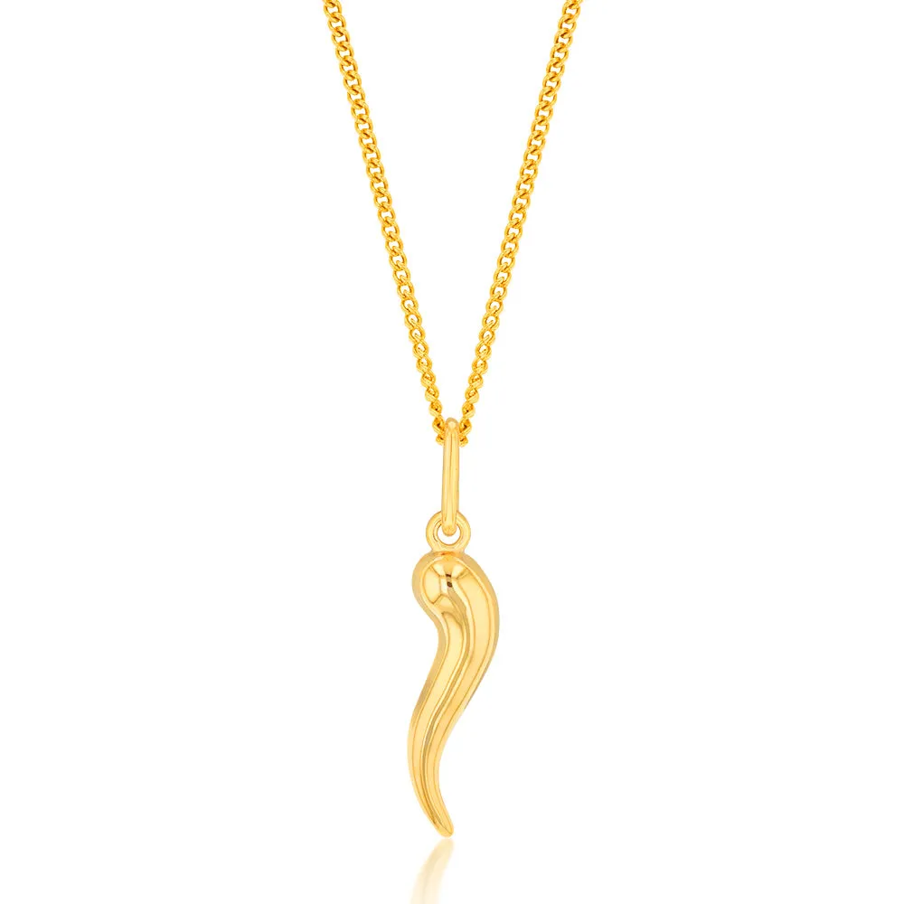9ct Yellow Gold Silverfilled 15mm Italian Horn Pendant Shiels