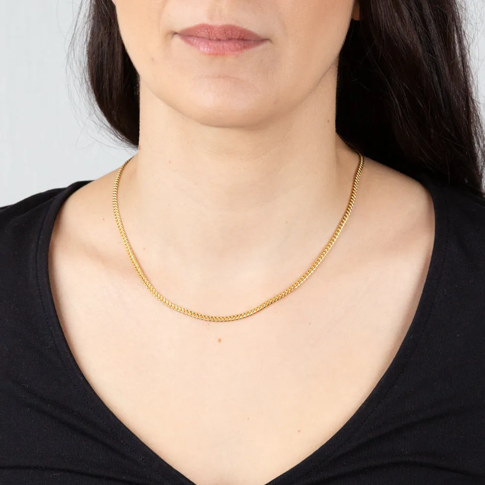 9ct Yellow Gold Silverfilled 80 Gauge Curb 45cm Chain Shiels