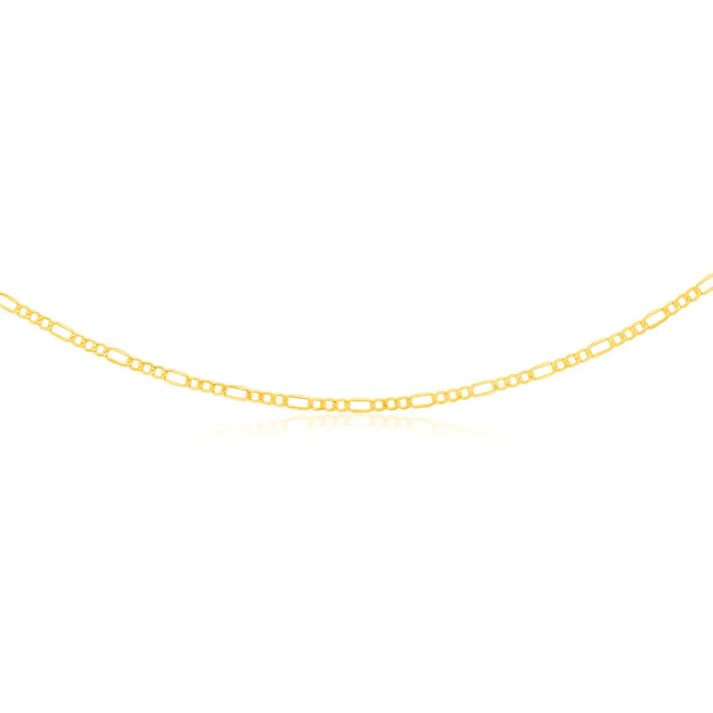 9ct Yellow Gold Silverfilled Bevelled 1:3 Figaro 80 Gauge 50cm Chain Shiels