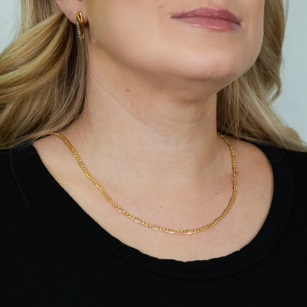 9ct Yellow Gold Silverfilled Bevelled 1:3 Figaro 80 Gauge 50cm Chain Shiels