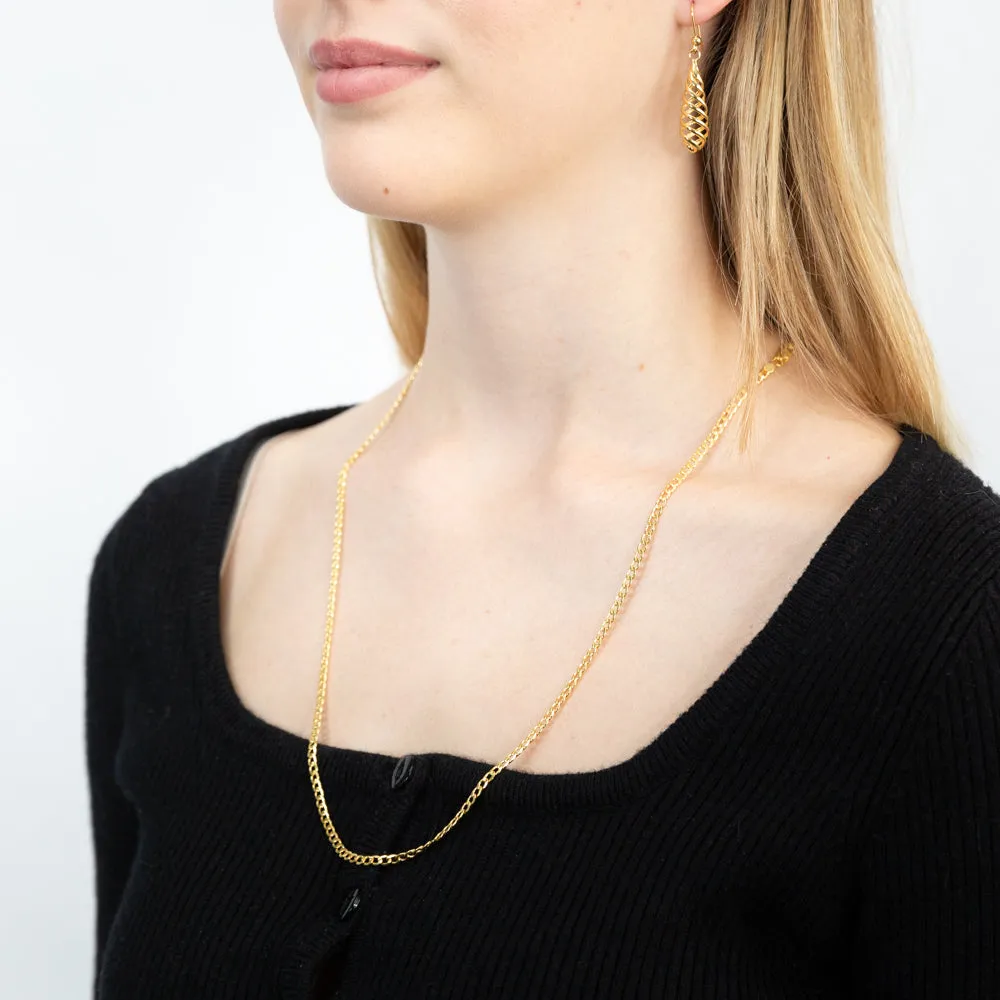9ct Yellow Gold Silverfilled Bevelled Curb 80 Gauge 60cm Chain Shiels