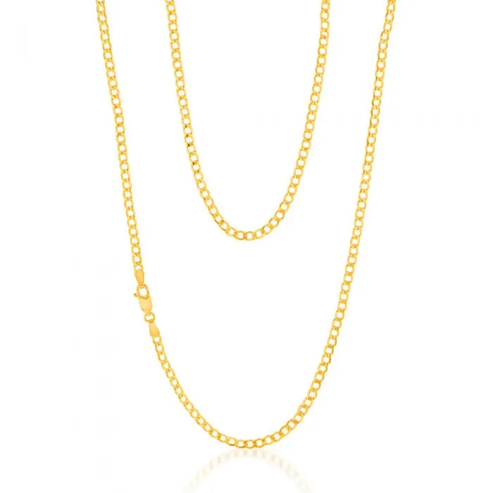 9ct Yellow Gold Silverfilled Bevelled Curb 80 Gauge 60cm Chain Shiels