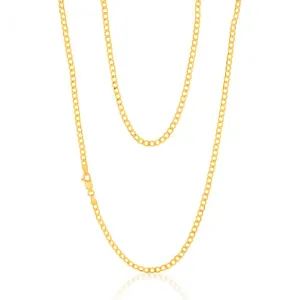 9ct Yellow Gold Silverfilled Bevelled Curb 80 Gauge 60cm Chain Shiels