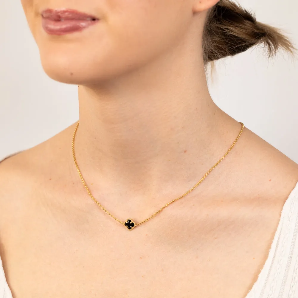 9ct Yellow Gold Silverfilled Black Flower 45cm Chain Shiels