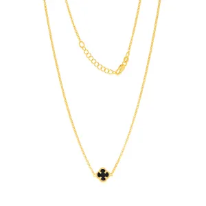 9ct Yellow Gold Silverfilled Black Flower 45cm Chain Shiels
