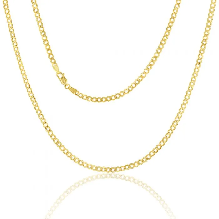 9ct Yellow Gold Silverfilled Curb 80 Gauge 55cm Chain Shiels