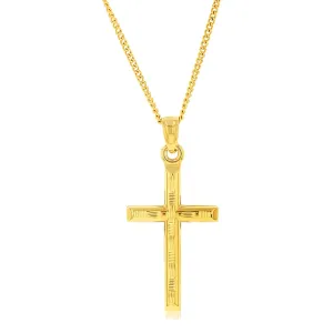 9ct Yellow Gold Silverfilled Diamond Cut Cross Pendant Shiels