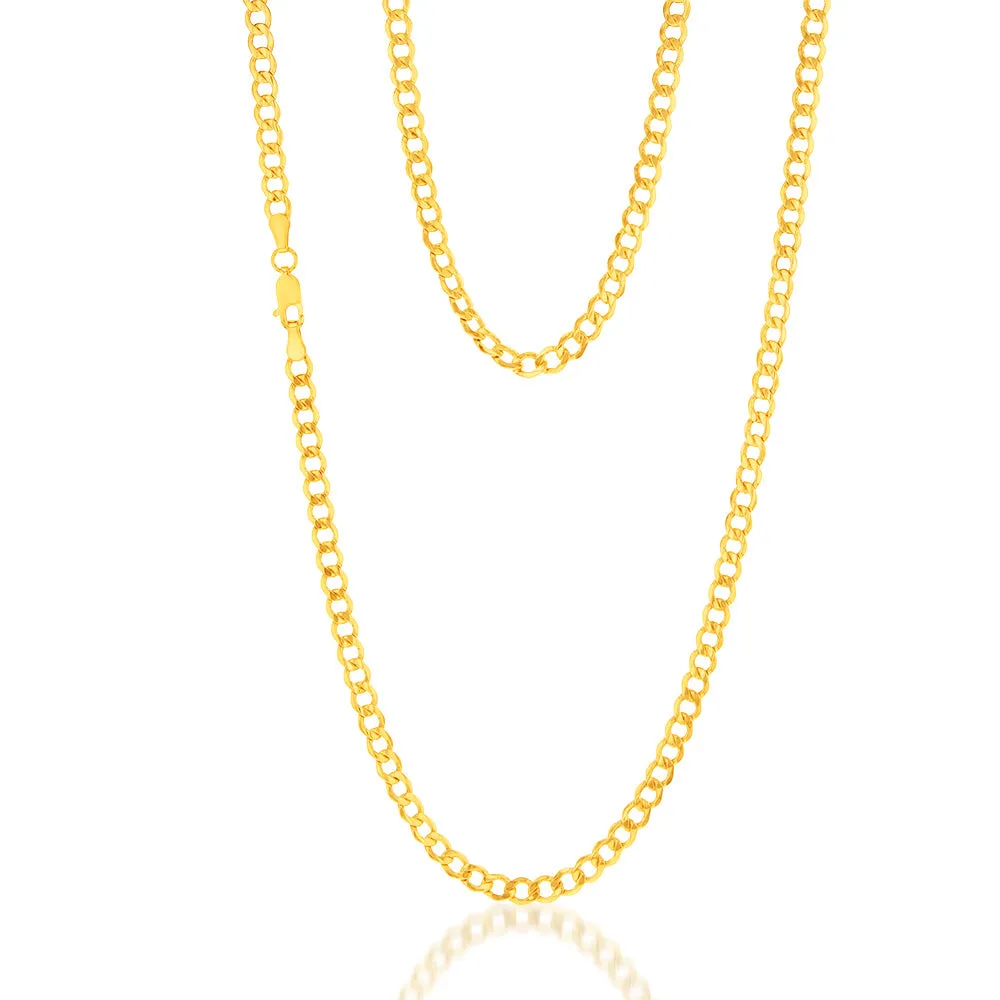 9ct Yellow Gold Silverfilled Diamond Cut Curb 100Gauge 60cm Chain Shiels