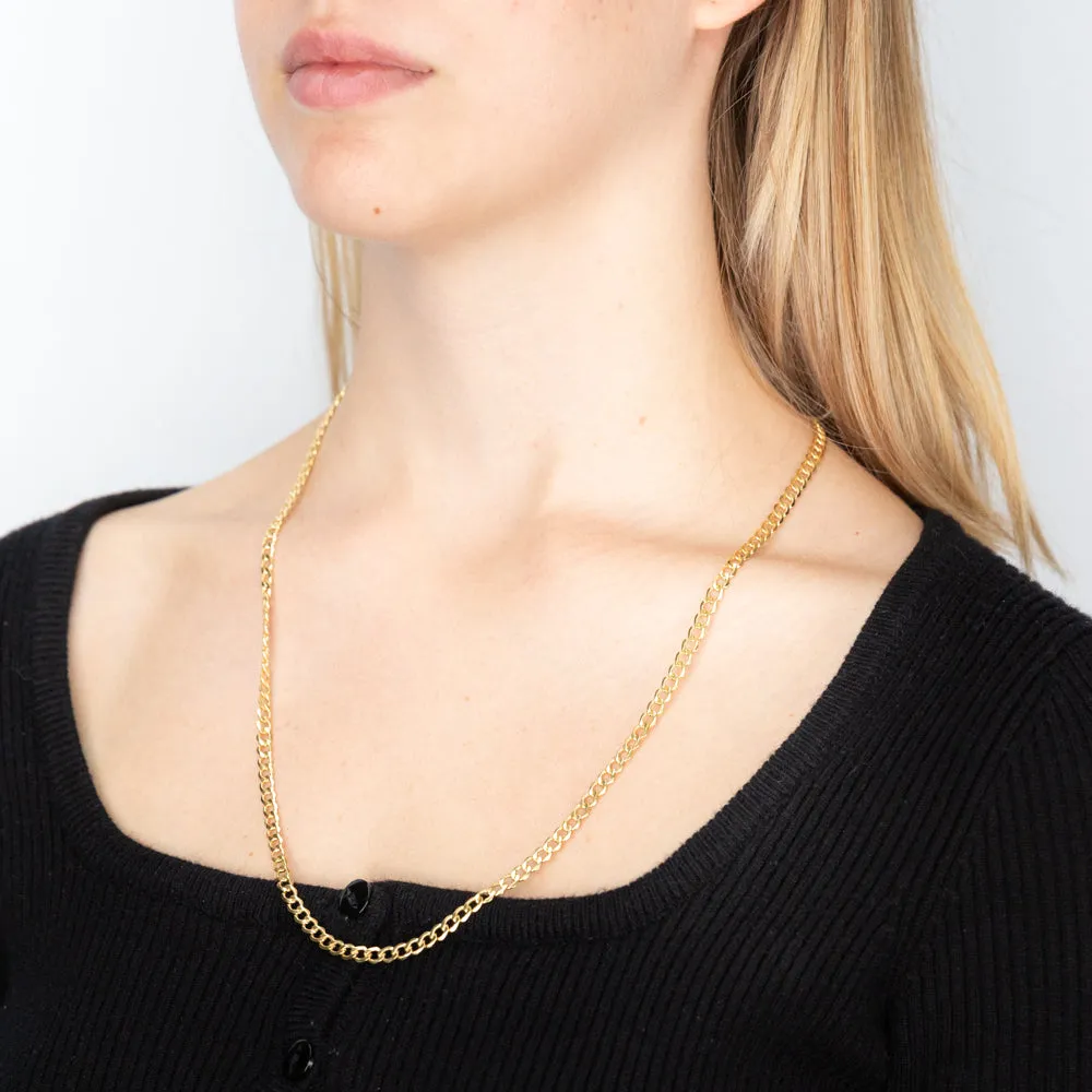 9ct Yellow Gold Silverfilled Diamond Cut Curb 100Gauge 60cm Chain Shiels