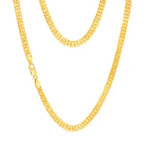 9ct Yellow Gold Silverfilled Double Concave 120 Gauge Curb 50cm Chain Shiels
