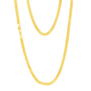 9ct Yellow Gold Silverfilled Double Concave 80 Gauge Curb 50cm Chain Shiels