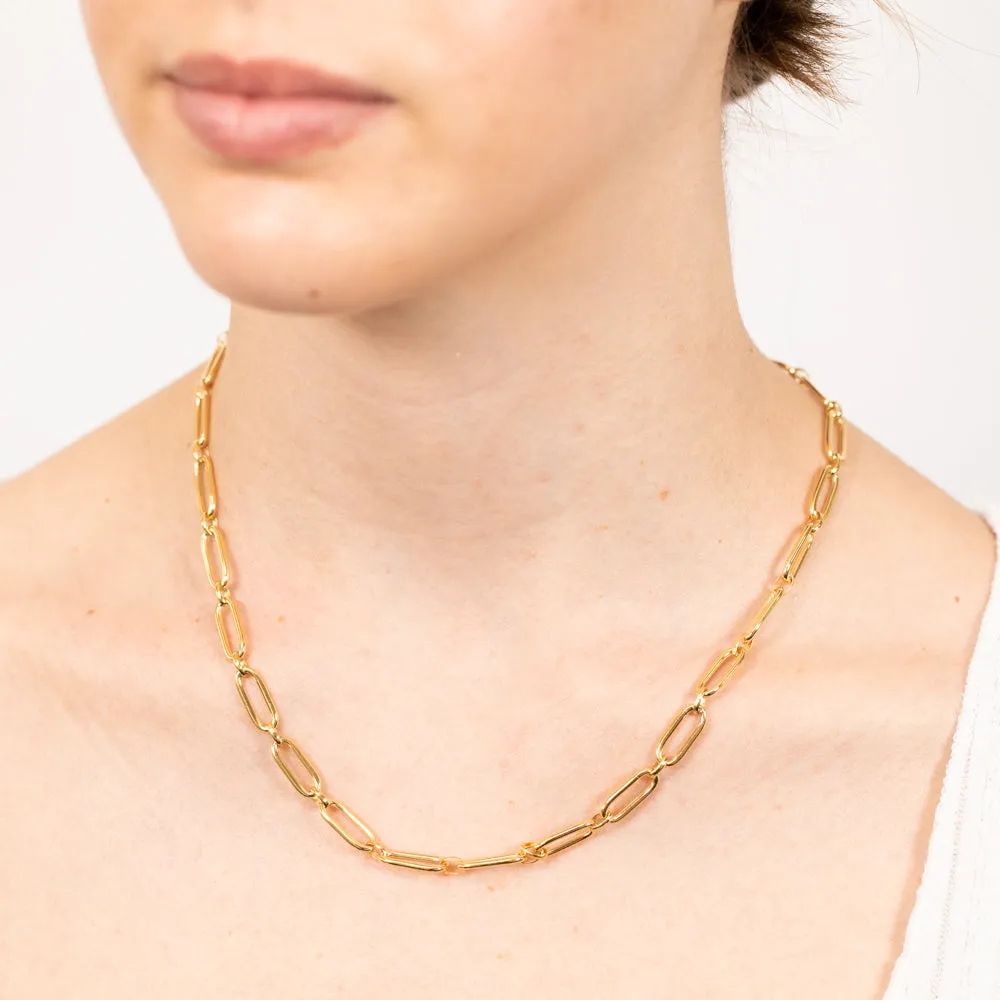 9ct Yellow Gold Silverfilled Fancy Elongated Link Belcher 45cm Chain Shiels
