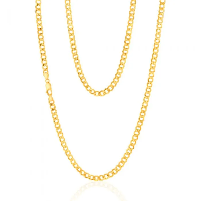 9ct Yellow Gold Silverfilled Flat Curb 120 Gauge 60cm Chain Shiels